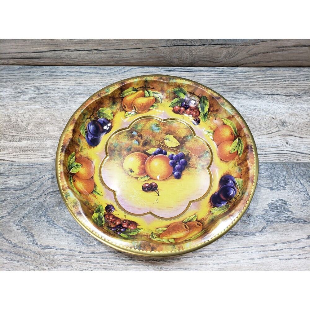 Daher Decorated Ware Round Metal Tin Fruit Tray Dish England